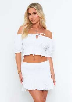 Tops|Co-Ords*Missy Empire Georgia White Milkmaid Crop Top