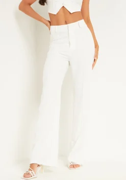 The Party Edit|Trousers*Missy Empire Georgia Tailored Seam Detail Trousers White
