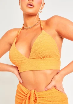 Tops|Co-Ords*Missy Empire Gina Orange Textured Bead Detail Bralette