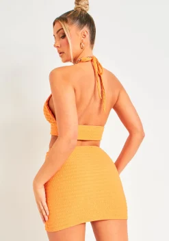 Tops|Co-Ords*Missy Empire Gina Orange Textured Bead Detail Bralette
