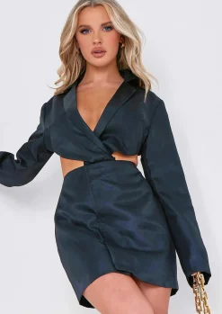 Long Sleeve Dresses|Little Black Dresses*Missy Empire Grace Black Cut Out Blazer Dress