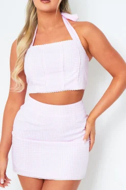 Skirts|Co-Ords*Missy Empire Grace Pink Checkered Mid Rise Mini Skirt