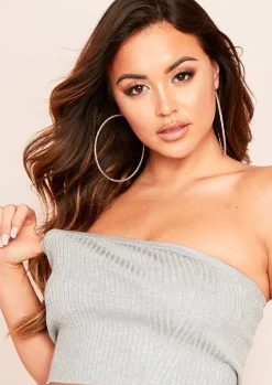 Tops|Knitwear*Missy Empire Hailee Ribbed Bandeau Top Grey
