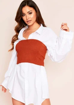 Tops|Knitwear*Missy Empire Hailee Ribbed Bandeau Top Rust
