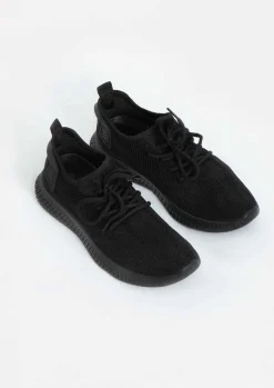 Rave Outfits|Trainers*Missy Empire Hannah Black Knitted Trainers