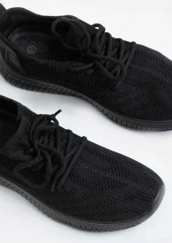 Rave Outfits|Trainers*Missy Empire Hannah Black Knitted Trainers
