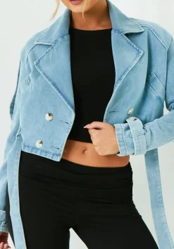 Denim|Coats & Jackets*Missy Empire Harlee Blue Denim Oversized Biker Jacket