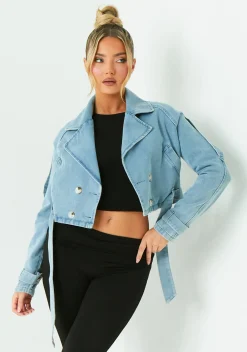 Denim|Coats & Jackets*Missy Empire Harlee Blue Denim Oversized Biker Jacket