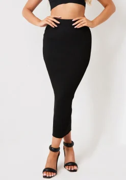 Skirts|Knitwear*Missy Empire Hayley Rib Knit Midaxi Skirt Black