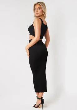 Skirts|Knitwear*Missy Empire Hayley Rib Knit Midaxi Skirt Black