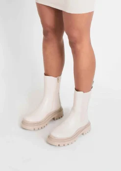 Boots|Rave Outfits*Missy Empire Heidi Beige Chunky Track Sole Ankle Boots