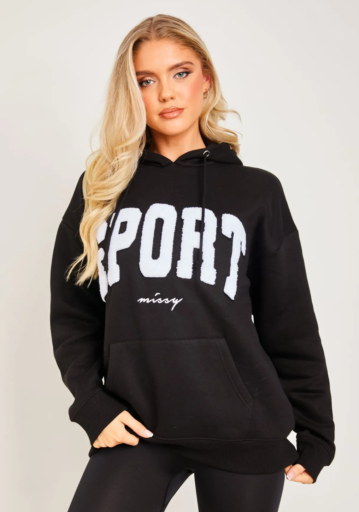Airport Vibin'|Hoodies & Sweats*Missy Empire Hollie Borg Oversized Sport Hoodie Black
