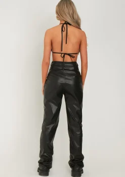 Trousers*Missy Empire Hunter Black Studded PU Trousers