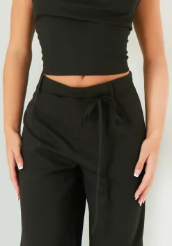 The Party Edit|Trousers*Missy Empire Isabela Low Rise Tailored Trousers Black