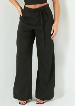 The Party Edit|Trousers*Missy Empire Isabela Low Rise Tailored Trousers Black