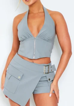 Skirts|Co-Ords*Missy Empire Isla Grey Belt Utility Skort