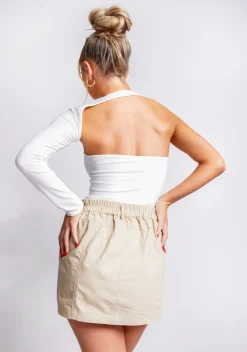 Concert Outfits|The Party Edit*Missy Empire Isla One Sleeve Slinky Bodysuit White