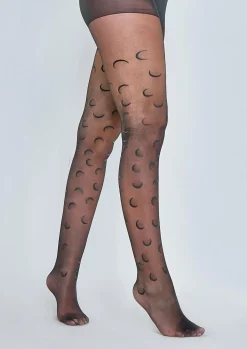 Rave Outfits|Concert Outfits*Missy Empire Isobelle Moon Print Patterned Tights