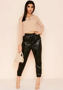 Tops|Knitwear*Missy Empire Jaden Beige Zip Up Ribbed Knit Top