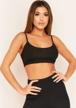 Tops|Seamless & Shapewear*Missy Empire Jalen Black Basic Ribbed Strappy Bralet
