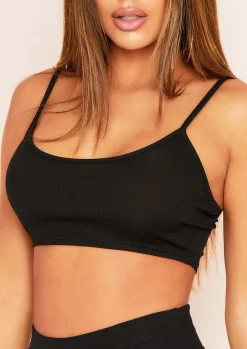 Tops|Seamless & Shapewear*Missy Empire Jalen Black Basic Ribbed Strappy Bralet