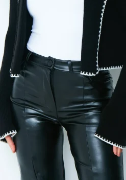Concert Outfits|Trousers*Missy Empire Jasmine Black PU Split Hem Trousers