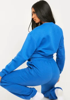Airport Vibin'|Tracksuits*Missy Empire Jasmine Blue Missy Girl Embroidered Oversized Sweatshirt