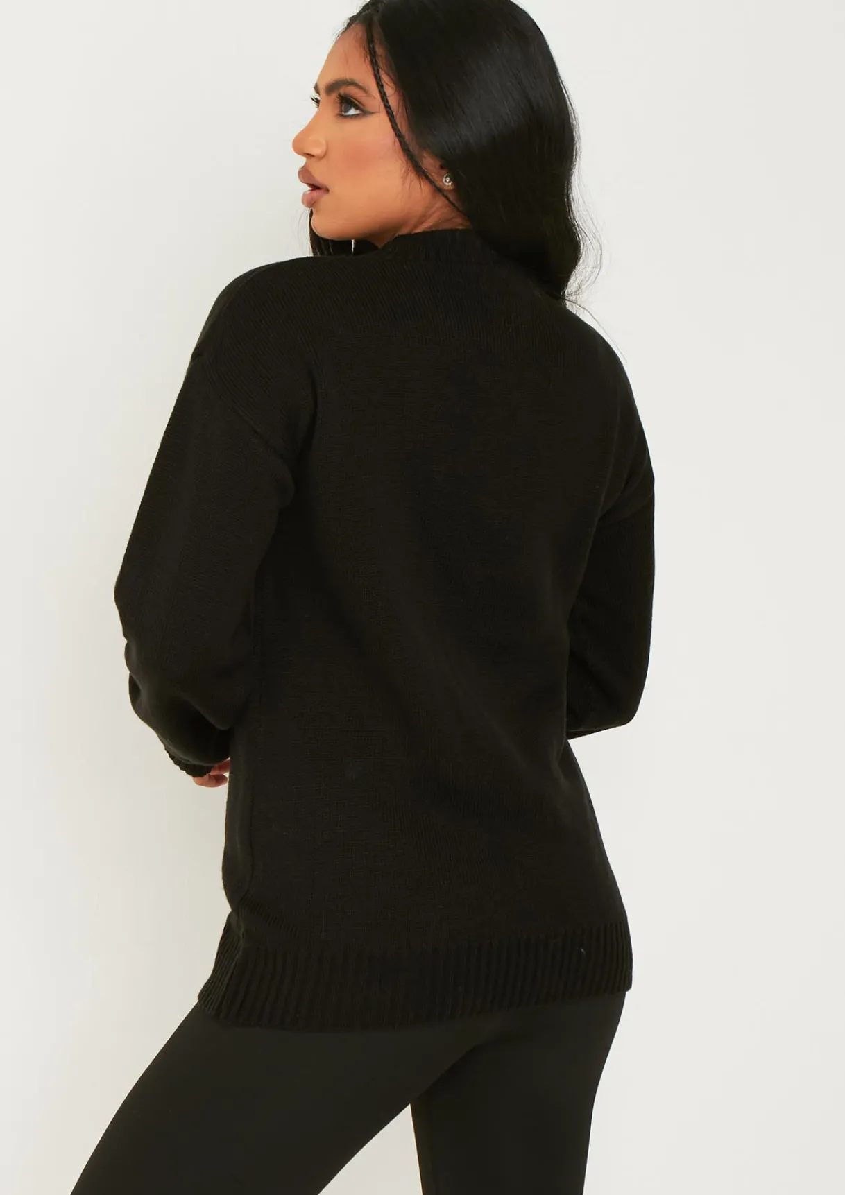 Knitwear*Missy Empire Jenna Black Knitted 'Santas Favourite Ho' Oversized Jumper