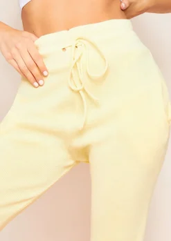 Airport Vibin'|Loungewear*Missy Empire Jenniya Yellow Knitted Jogger Bottoms Lemon
