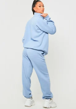 Airport Vibin'|Tracksuits*Missy Empire Jianna Baby Blue Embroidered Cuffed Joggers Pastel Blue