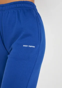 Airport Vibin'|Tracksuits*Missy Empire Jianna Cobalt Embroidered Cuffed Joggers Blue