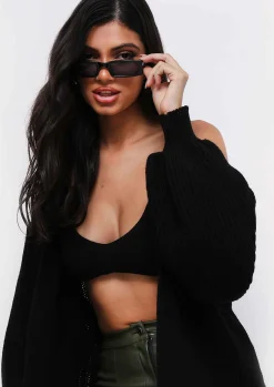 Airport Vibin'|Knitwear*Missy Empire Jimena Balloon Sleeve Knitted Cardigan Black