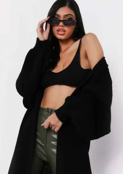 Airport Vibin'|Knitwear*Missy Empire Jimena Balloon Sleeve Knitted Cardigan Black