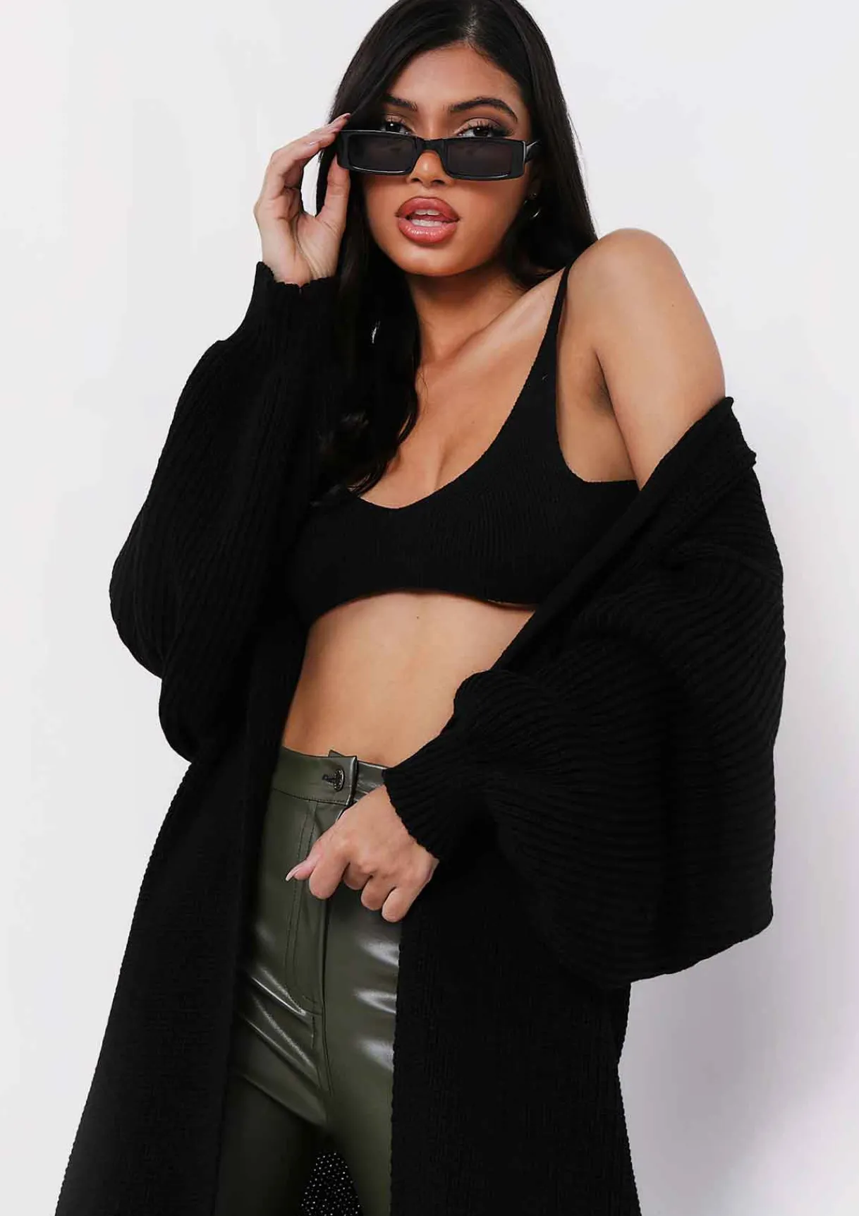 Airport Vibin'|Knitwear*Missy Empire Jimena Balloon Sleeve Knitted Cardigan Black