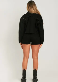 Concert Outfits|Shorts*Missy Empire Julia Black Lace Up Denim Shorts