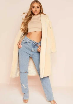 Tops|Basics*Missy Empire Juna Basic Jersey High Neck Crop Top Beige