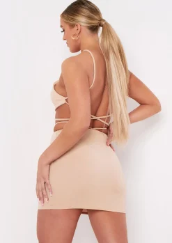 Tops|Co-Ords*Missy Empire Kaiya Stone Cross Strap Pointed Hem Crop Top