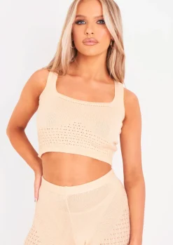 Tops|Loungewear*Missy Empire Kaliyah Beige Fine Knit Crop Top