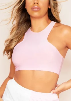 Tops|Basics*Missy Empire Kandee Extreme Racer Crop Top Baby Pink
