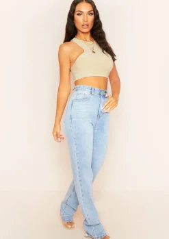 Tops|Basics*Missy Empire Kandee Extreme Racer Crop Top Beige