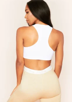 Tops|Basics*Missy Empire Kandee Extreme Racer Crop Top White