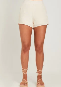 Shorts|Co-Ords*Missy Empire Kariss Ivory Linen Look Floaty Shorts