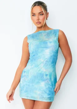 Mini Dresses|Party Dresses*Missy Empire Kate Blue Ombre Sleeveless Mesh Mini Dress