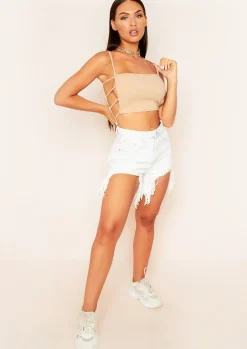 Tops*Missy Empire Kate Strappy Cut Out Sides Crop Top Nude