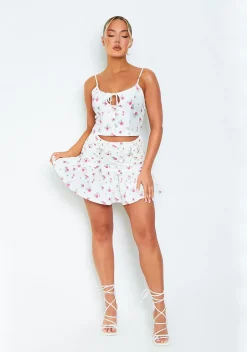 Skirts|Co-Ords*Missy Empire Kate White Floral Pleated Mini Skirt