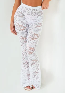 Trousers*Missy Empire Kate Lace Flared Trouser White