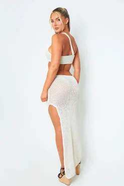 Maxi Dresses|Going Out Dresses*Missy Empire Katie One Shoulder Side Cut Out Maxi Dress Cream