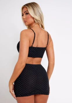 The Party Edit|Tops*Missy Empire Katniss Black Diamante Hot Fix Corset Top