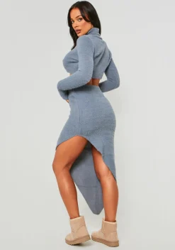 Airport Vibin'|Knitwear*Missy Empire Keeli Charcoal Fluffy Knit Turtle Neck Crop Jumper