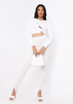 Knitwear*Missy Empire Kehlani Cream Knitted Button Up Cropped Cardigan